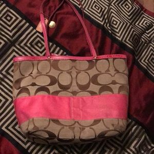 Pink beige coach pocketbook